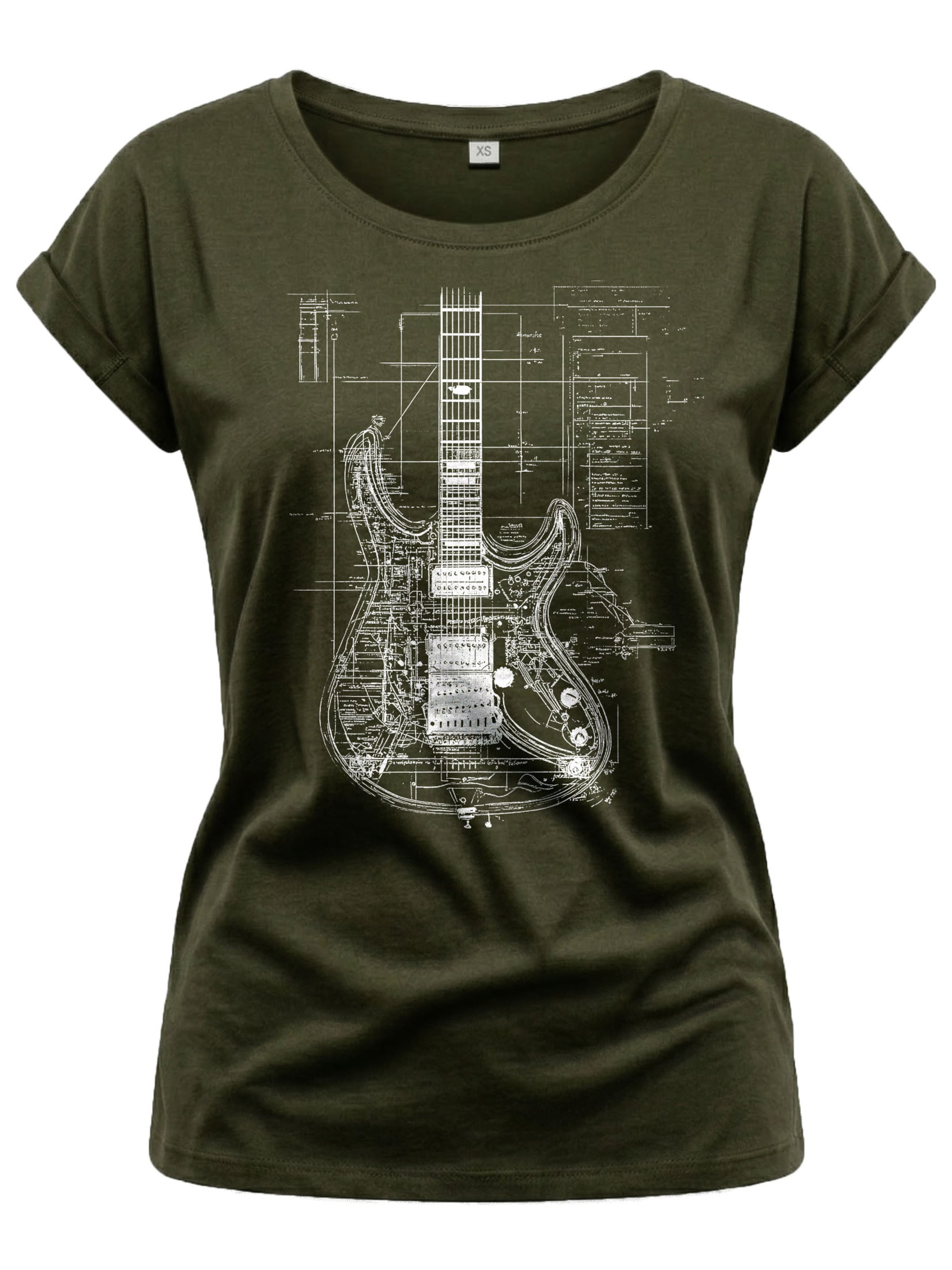 MAKAYA Shirt 'Guitar BluePrint' in Green