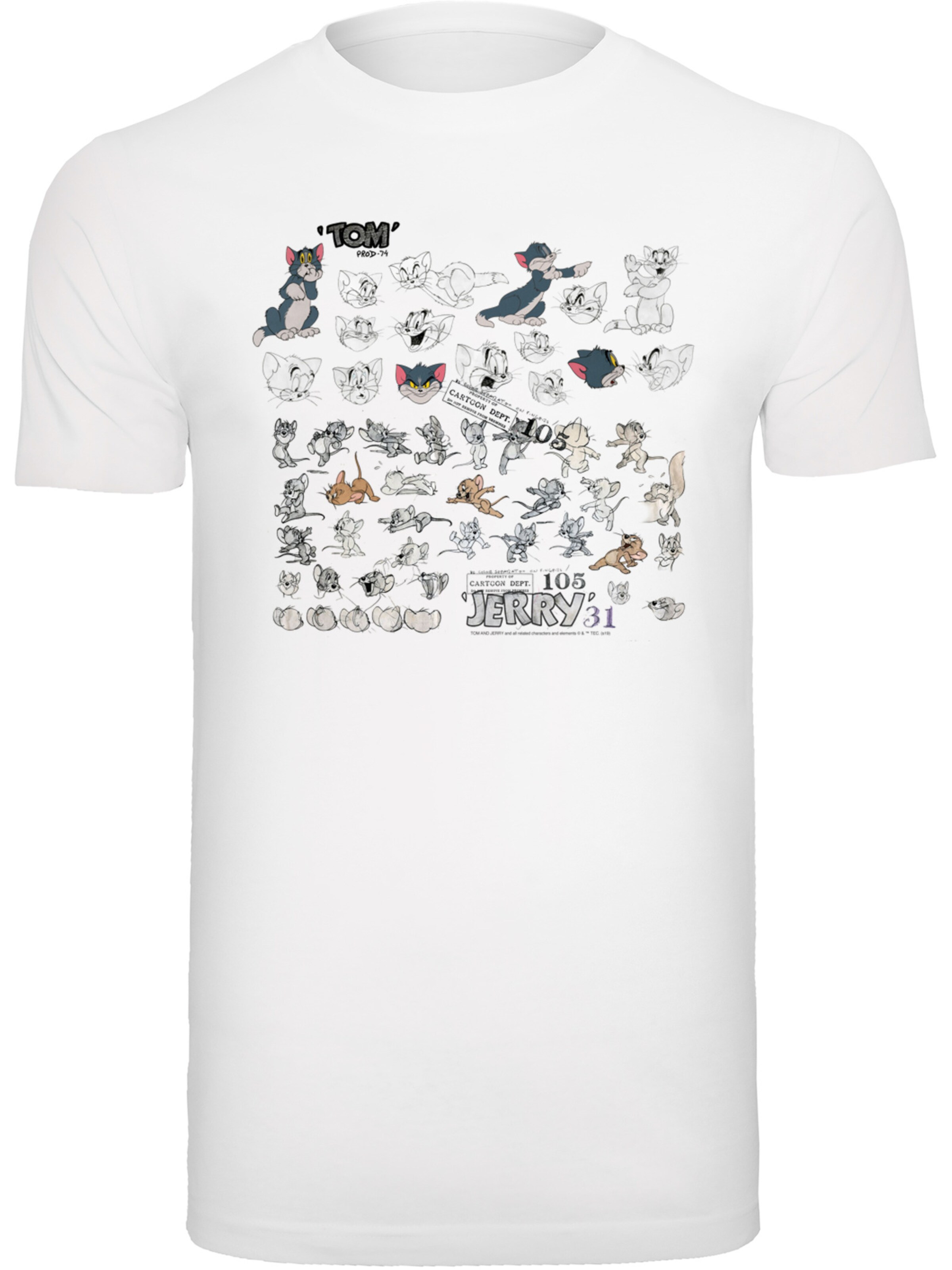 F4NT4STIC T-Shirt 'Tom Und Jerry Cartoon Dept' in Weiß: Vorderseite