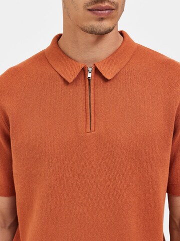 SELECTED HOMME Poloshirt 'Florence' in Braun