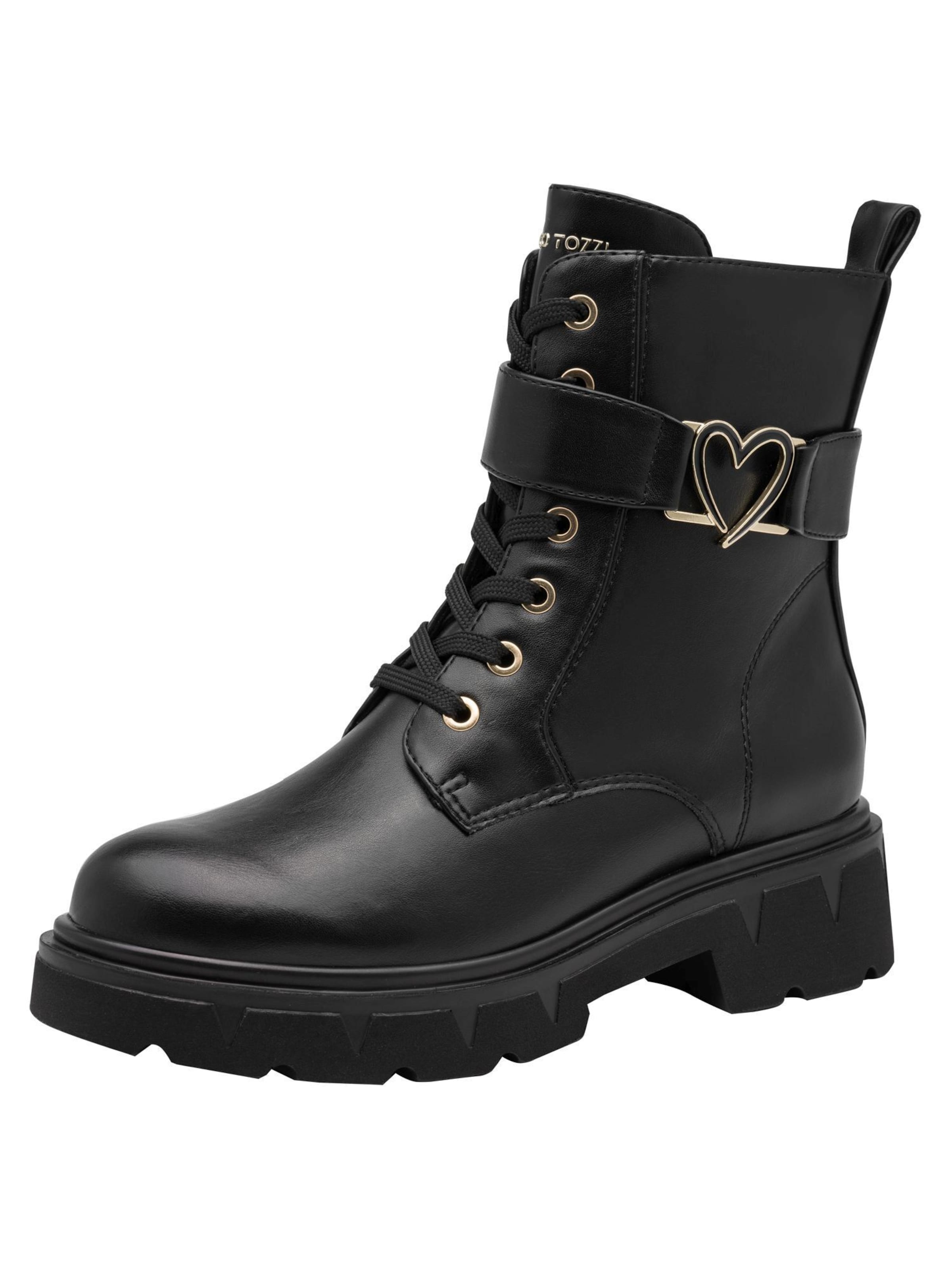 MARCO TOZZI Schnürstiefelette in Schwarz: Vorderseite