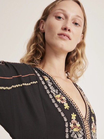 Odd Molly Jurk 'Tara' in de kleur Geel / Antraciet / Lichtoranje / Offwhite, Productweergave