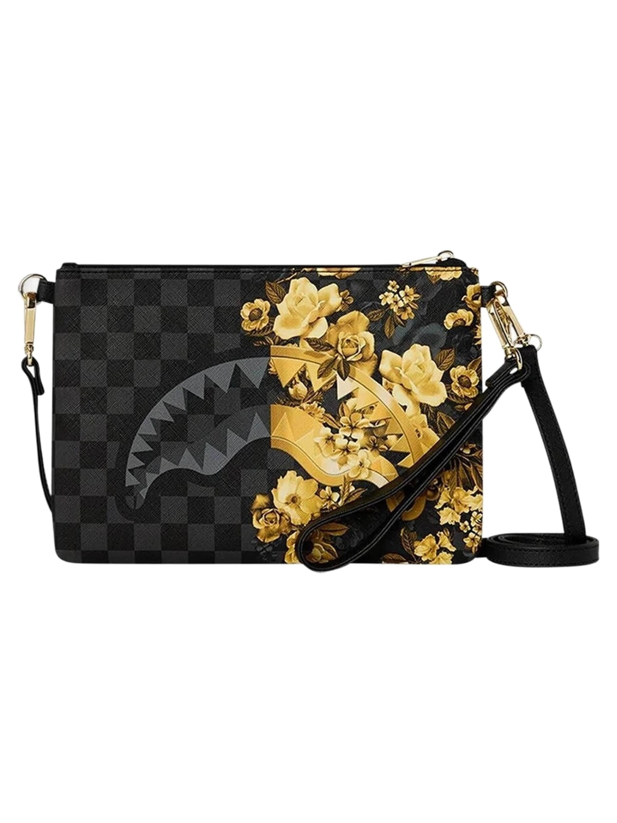 Sprayground - Messenger 'Bolso sprayground negro gold floral remix crossover clutch' en negro