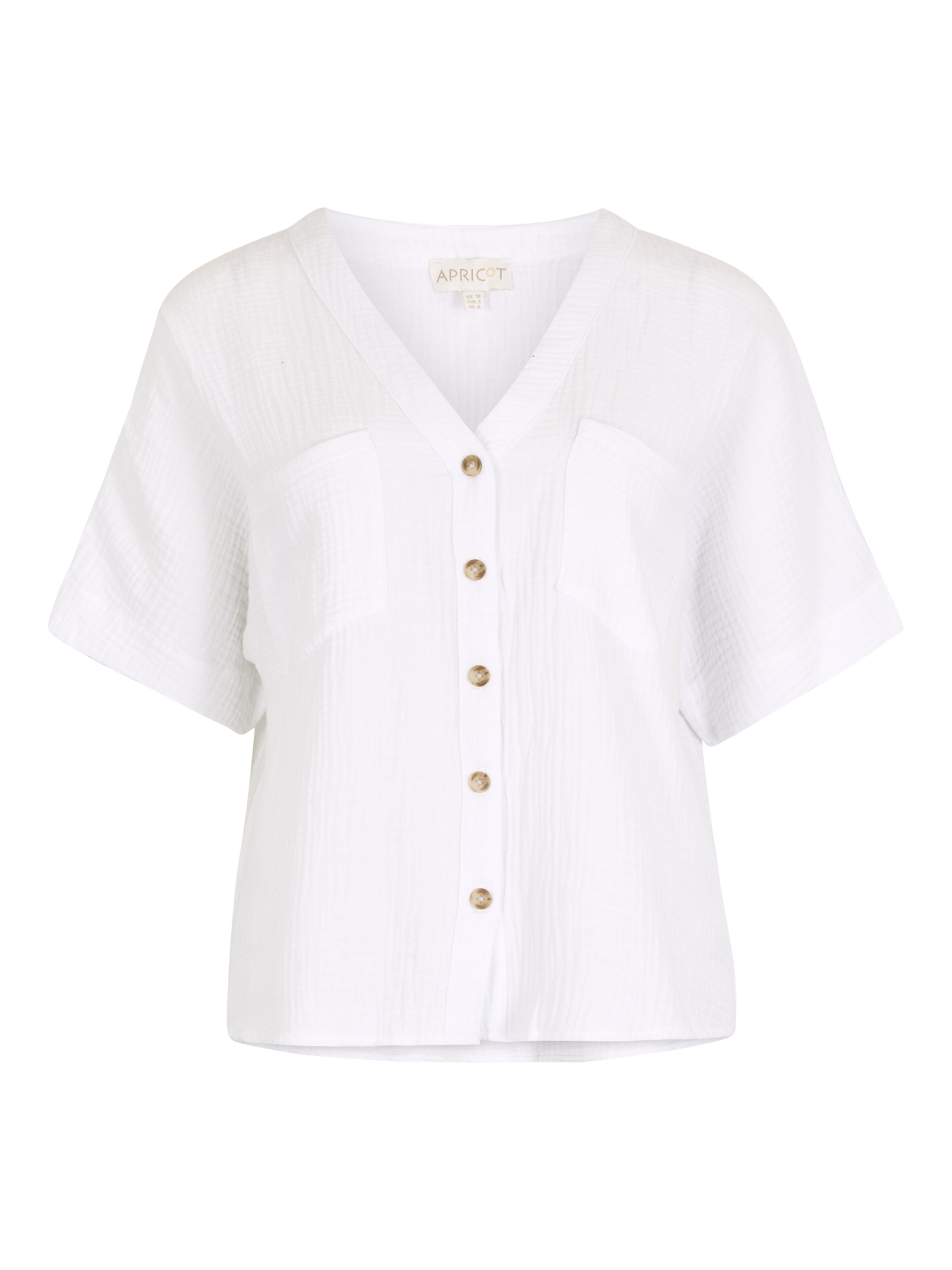 Apricot Textured V-Neck Blouse in Weiß: Vorderseite