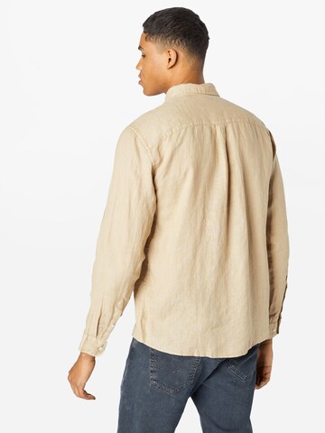 ESPRIT Regular fit Button Up Shirt 'Gmt Dye Lin' in Beige