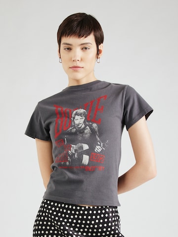 TOPSHOP Shirt 'David Bowie' in Grey: front