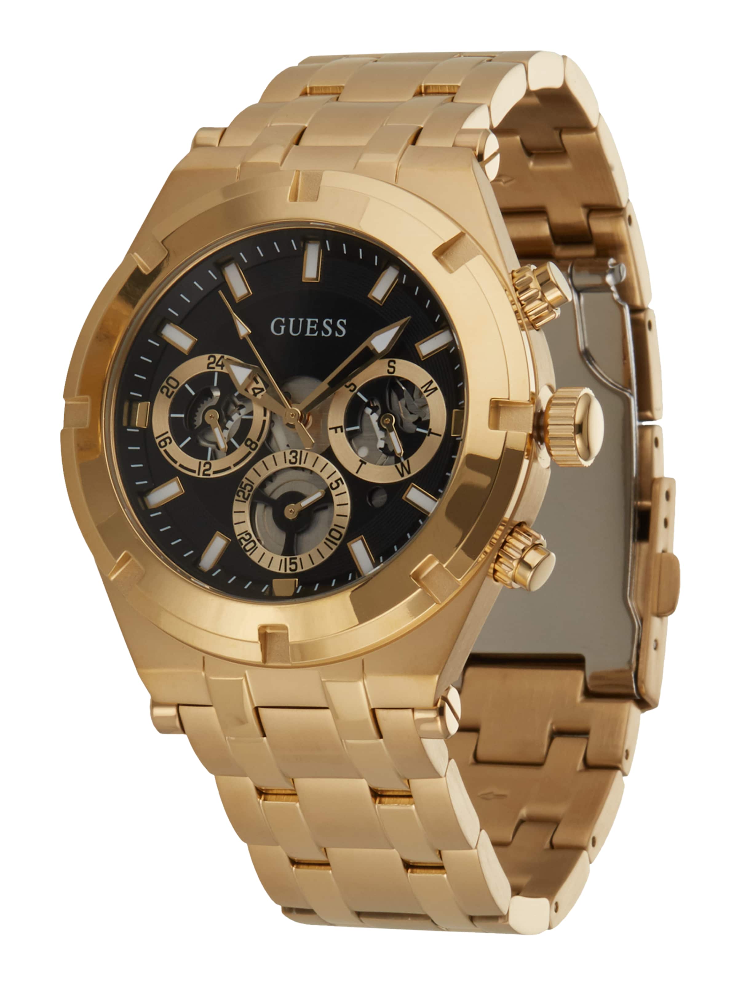 GUESS Analog Watch 'CONTINENTAL' in Gold: front