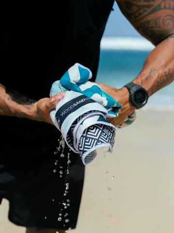 woodsandwaves Beach Towel 'Aqua Stripes' in Blue