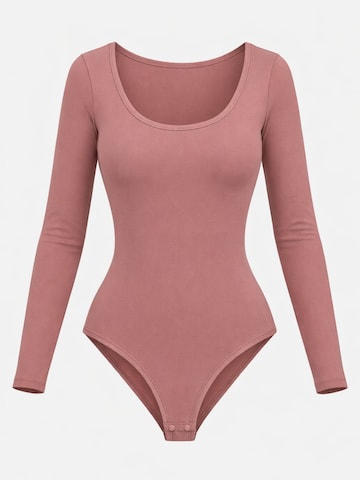 Body 'Leafletic Women’s Long Sleeve Bodysuit' di LEAFLETIC in rosa: frontale