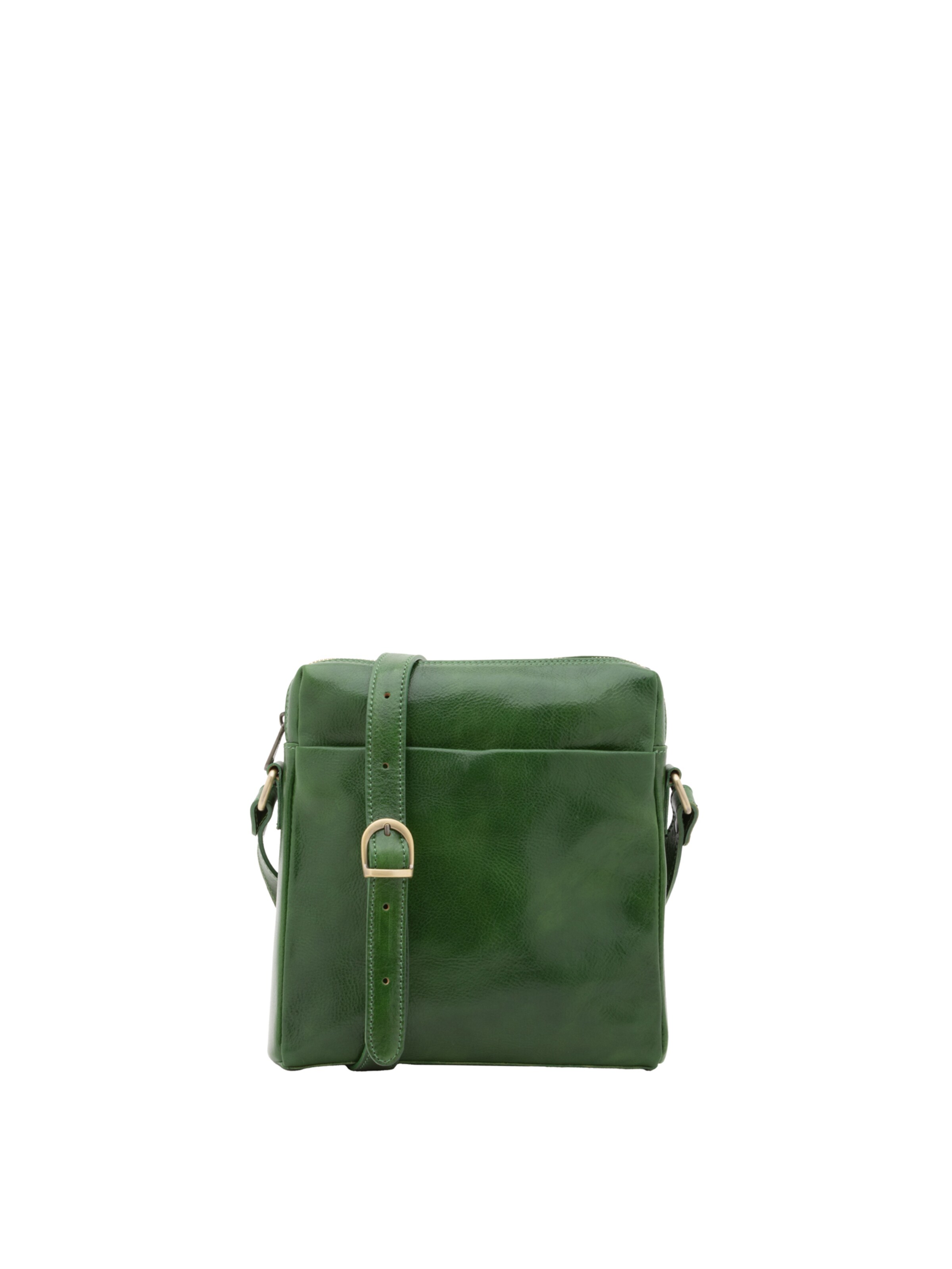 Borsa a tracolla 'Borsa a tracolla uomo vera pelle vacchetta con zip - Made in Italy' di I Fratelli in verde: frontale
