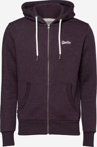 Veste de survêtement Superdry en violet : devant