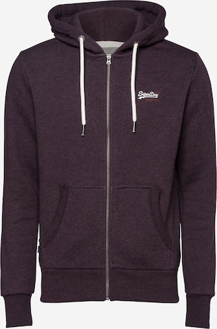 Veste de survêtement Superdry en violet : devant