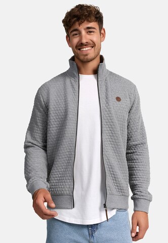 INDICODE JEANS Gebreid vest 'Bermie' in Grijs: voorkant