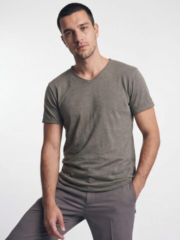 Antargo Shirt 'V-Neck Slub' in Grey