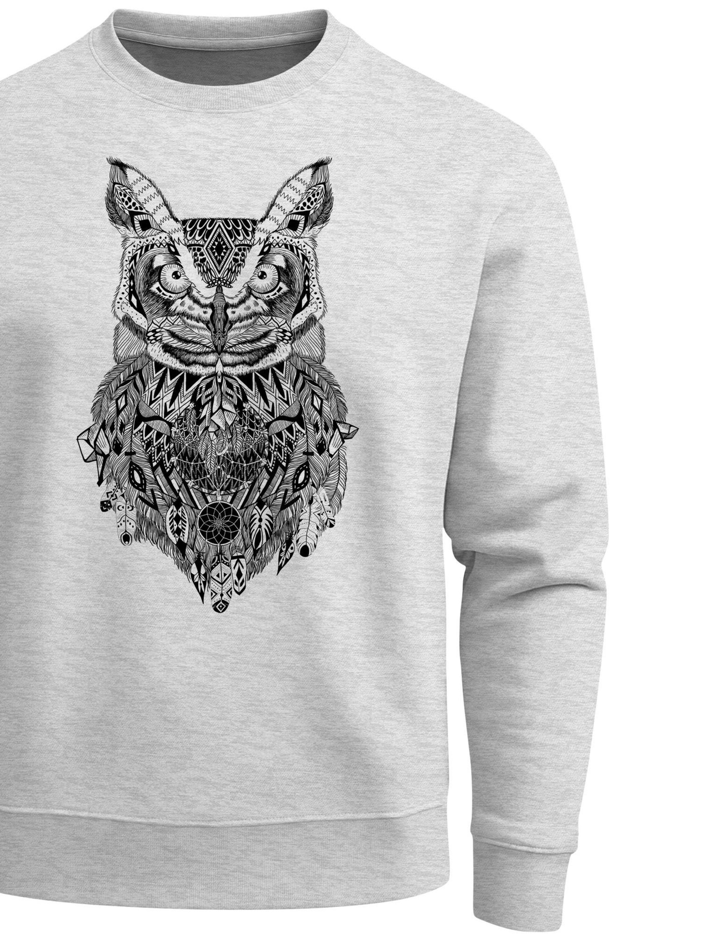 Neverless Sweatshirt 'Boho Owl' in Grey