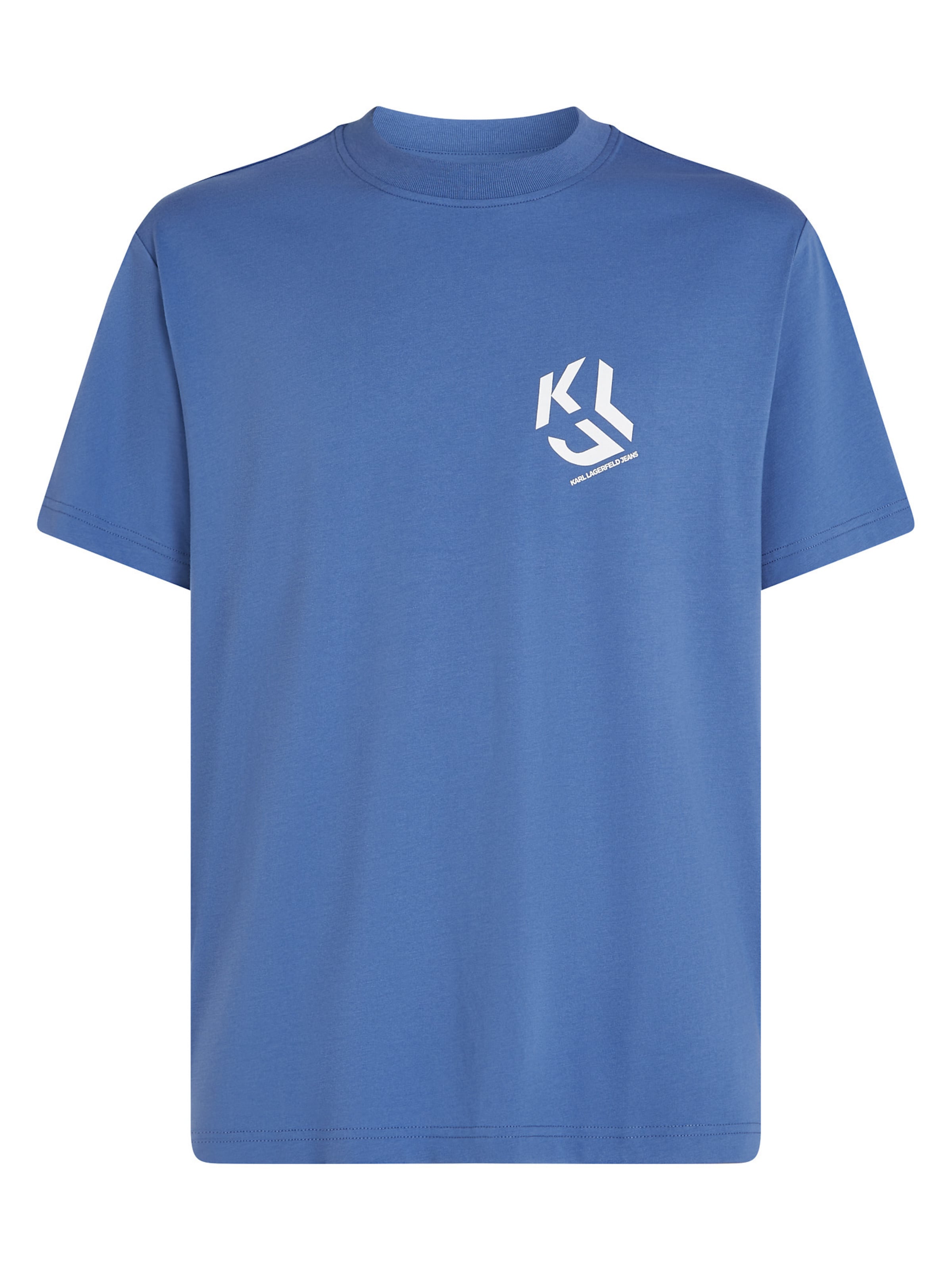 zils KARL LAGERFELD JEANS T-Krekls 'MONOGRAM': no priekšpuses