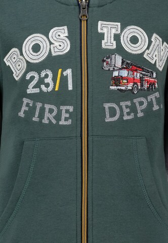 SALT AND PEPPER Zip-Up Hoodie 'Boston Fire Dept' in Green