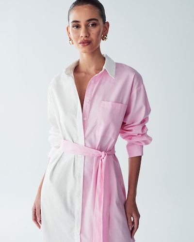 St MRLO Kleid 'Neue' in pink / weiß, Produktansicht