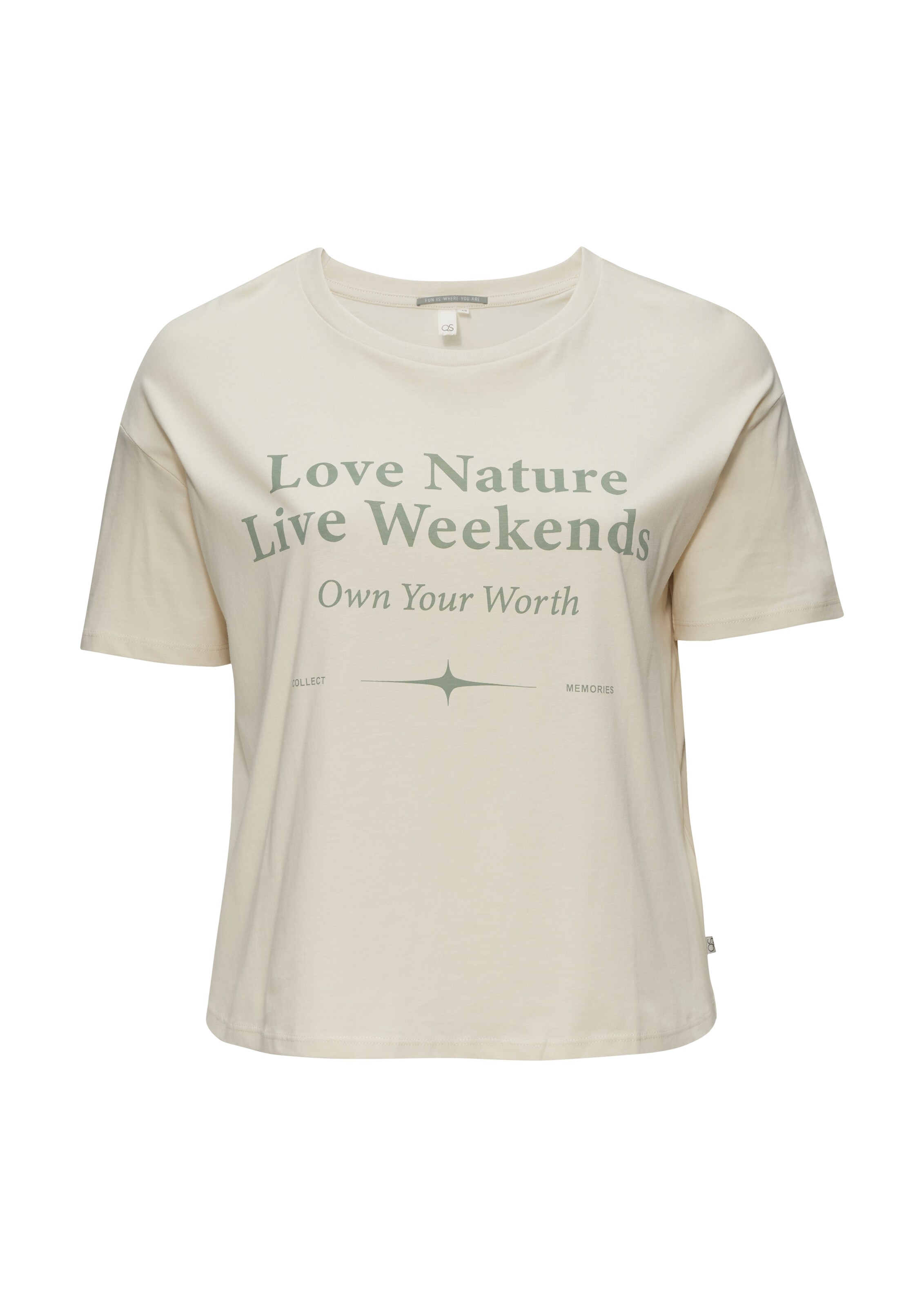 T-shirt QS en beige : devant