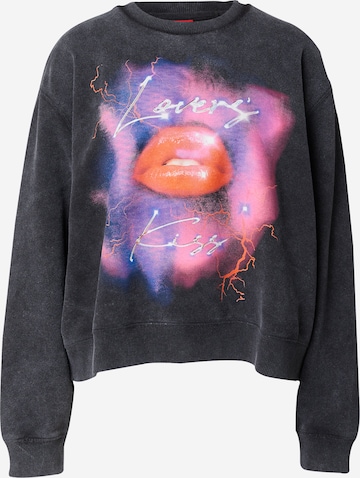 Sweat-shirt 'Deroxina' HUGO Red en gris : devant