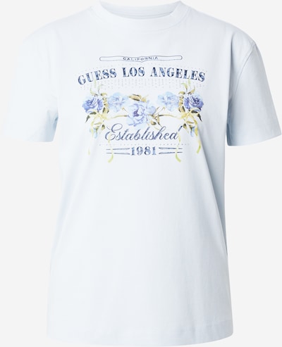 Marškinėliai iš GUESS, spalva – dangaus žydra / šviesiai mėlyna / tamsiai mėlyna / obuolių spalva, Prekių apžvalga