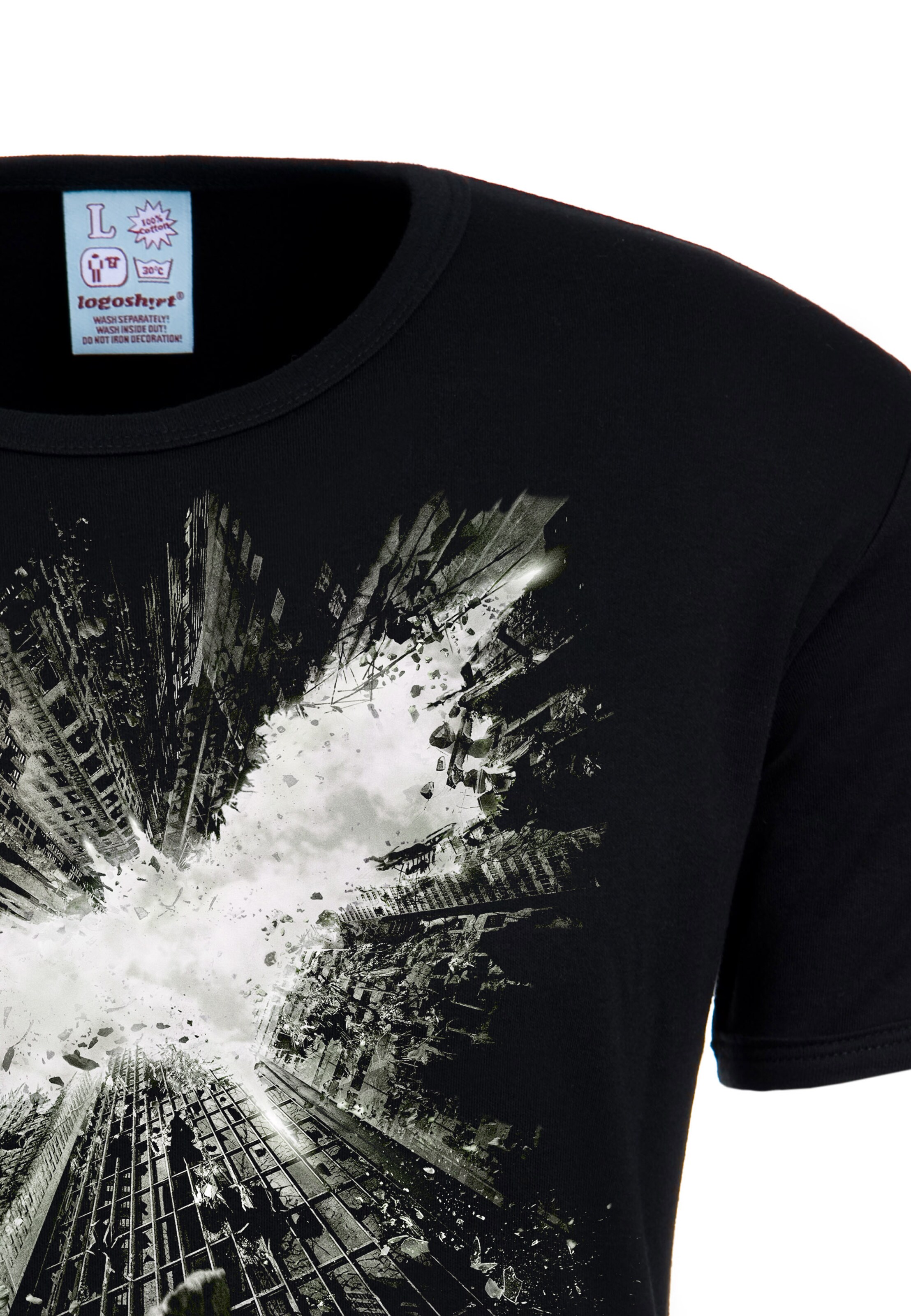 LOGOSHIRT Shirt 'Batman The Dark Knight Rises' in Zwart