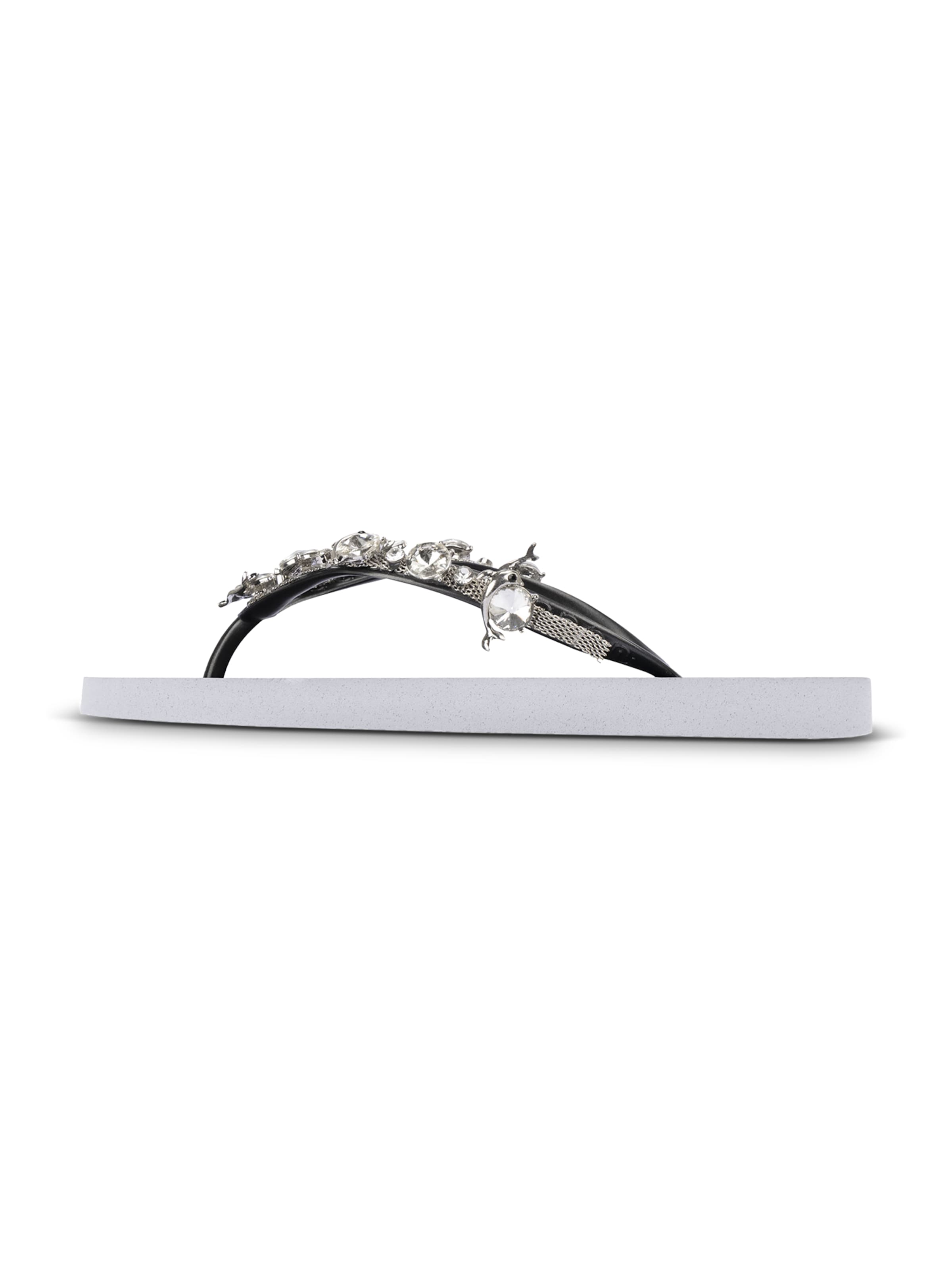 Uzurii Luxury Footwear T-Bar Sandals 'Chrystal Dolphin' in White: front
