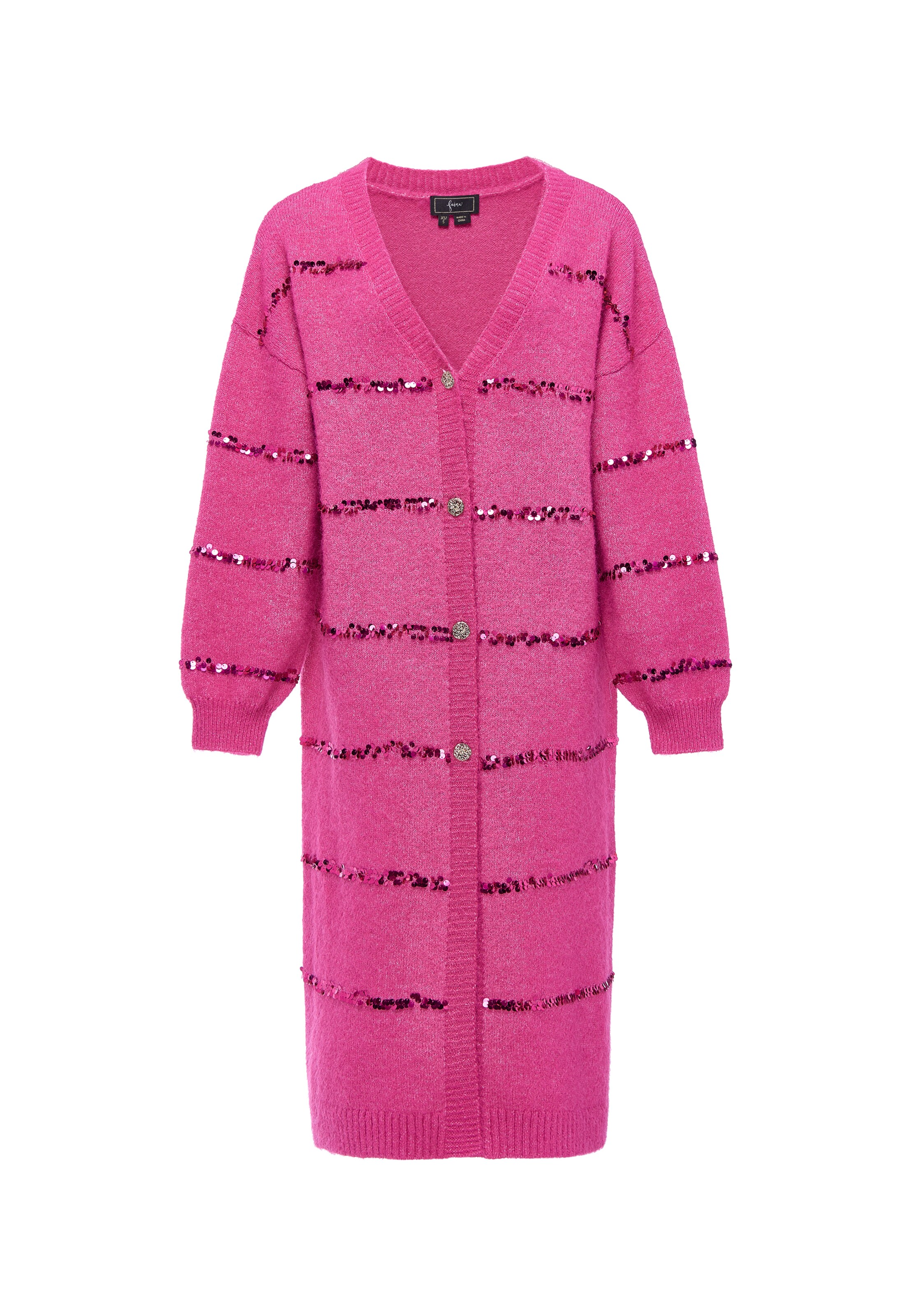 faina Gebreide mantel 'Festive' in Roze: voorkant