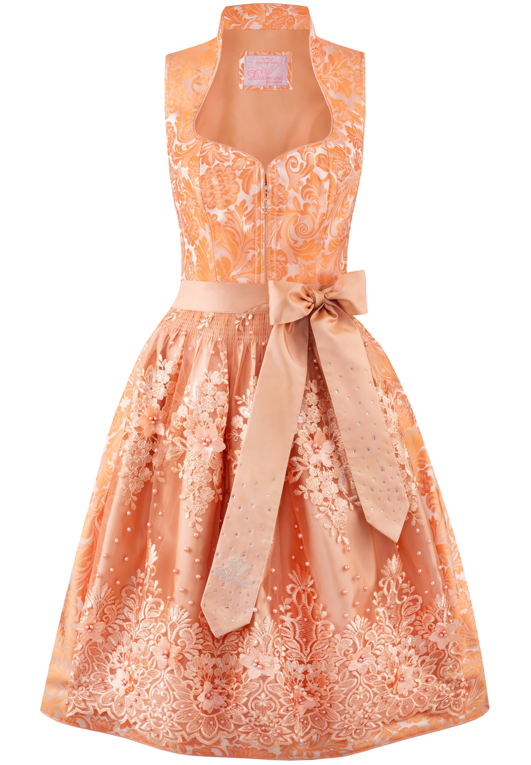 STOCKERPOINT Dirndl Fabrina in Apricot, Lachs 
