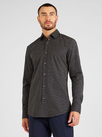 BOSS Black Slim fit Button Up Shirt 'H-HANK' in Black: front