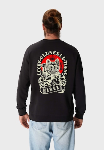 Oldskull Sweatshirt 'Asian Rebel Cat Kanji' in Schwarz