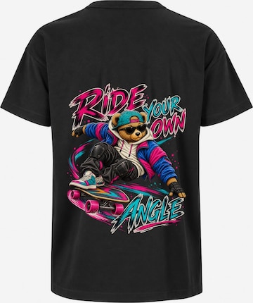 LUNØIR Studio Shirt 'TEDDY Longboard Own Angle' in Schwarz: Vorderseite