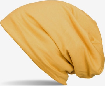 styleBREAKER Mütze 'Unifarbene Beanie Mütze mit Fleece' in Gelb: Vorderseite