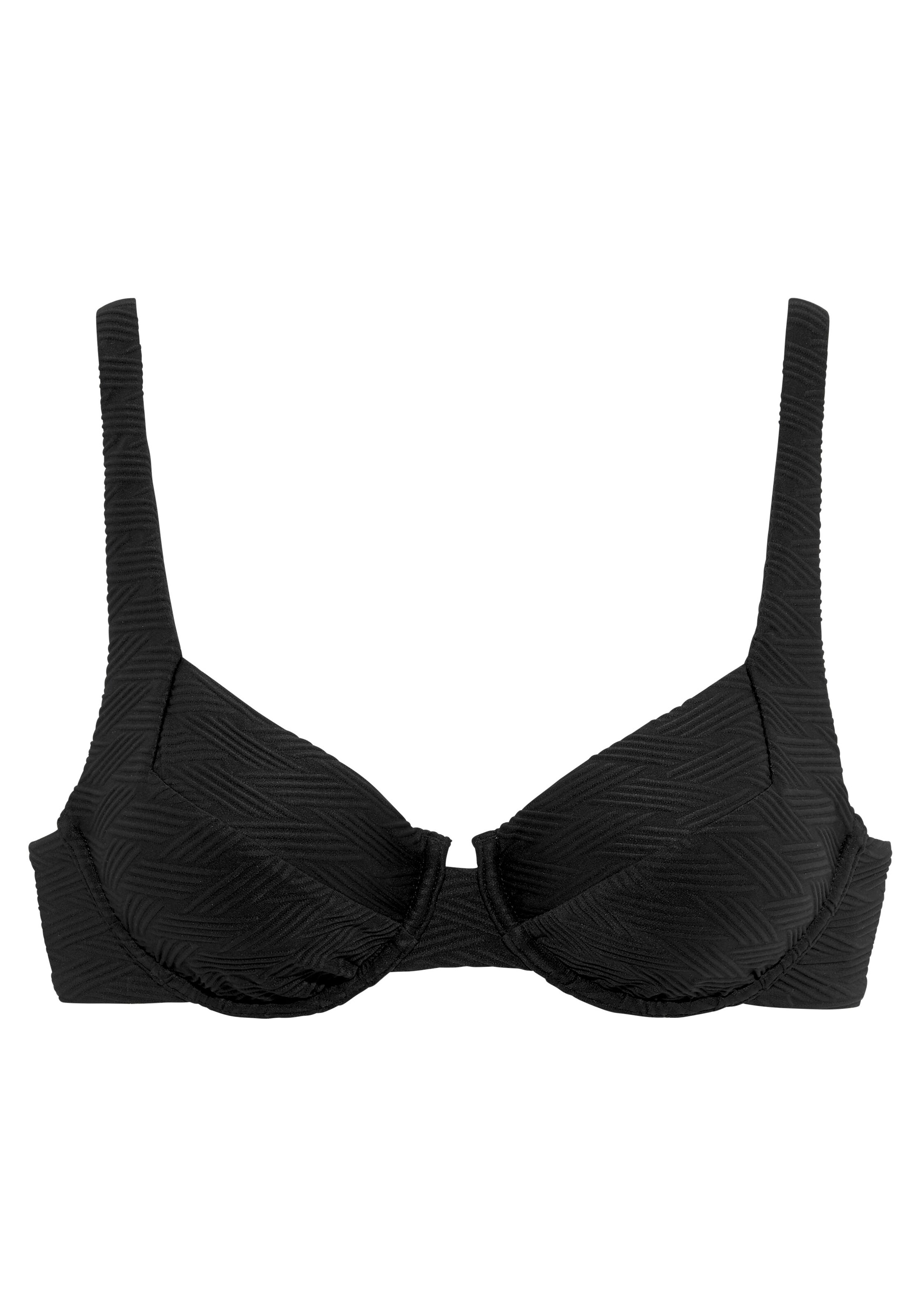 SUNSEEKER T-shirt Bikini Top in Black: front
