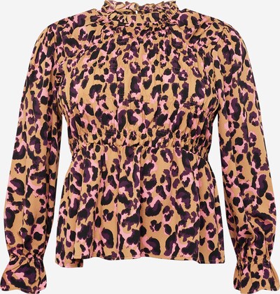 PIECES Curve Majica 'MELINE' | svetlo rjava / roza / črna barva, Prikaz izdelka