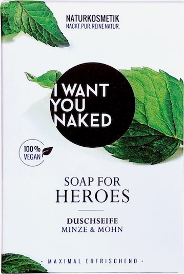 I Want You Naked Soap 'For Heroes Minze & Mohn' in Green / Black / White, Item view
