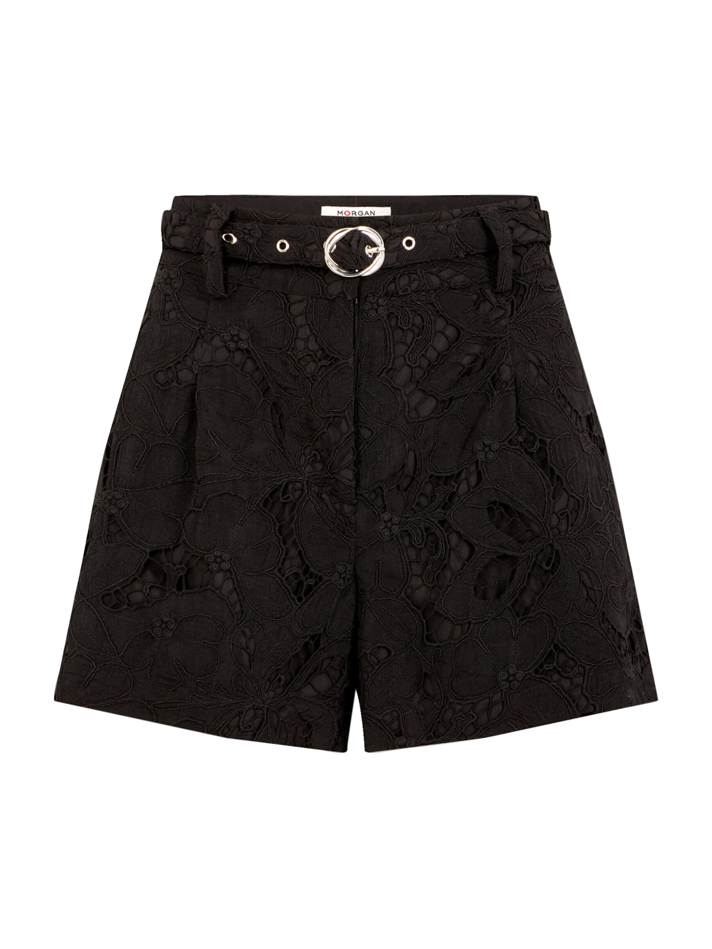 Morgan Regular Pleat-Front Pants in Black: front