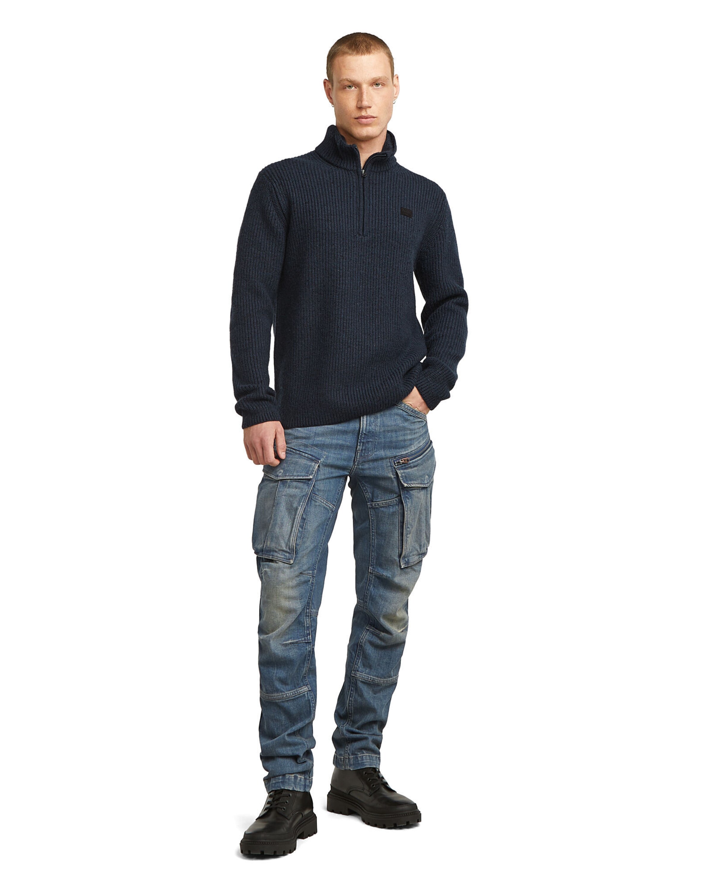 G-STAR Sweater 'Double Collar' in Blue