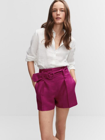 MANGO Normalny krój Spodnie w kant 'CECILE' w kolorze różowy: przód