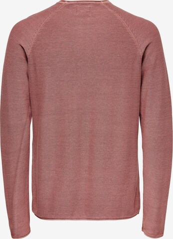 Only & Sons Regular fit Пуловер 'Dextor' в червено