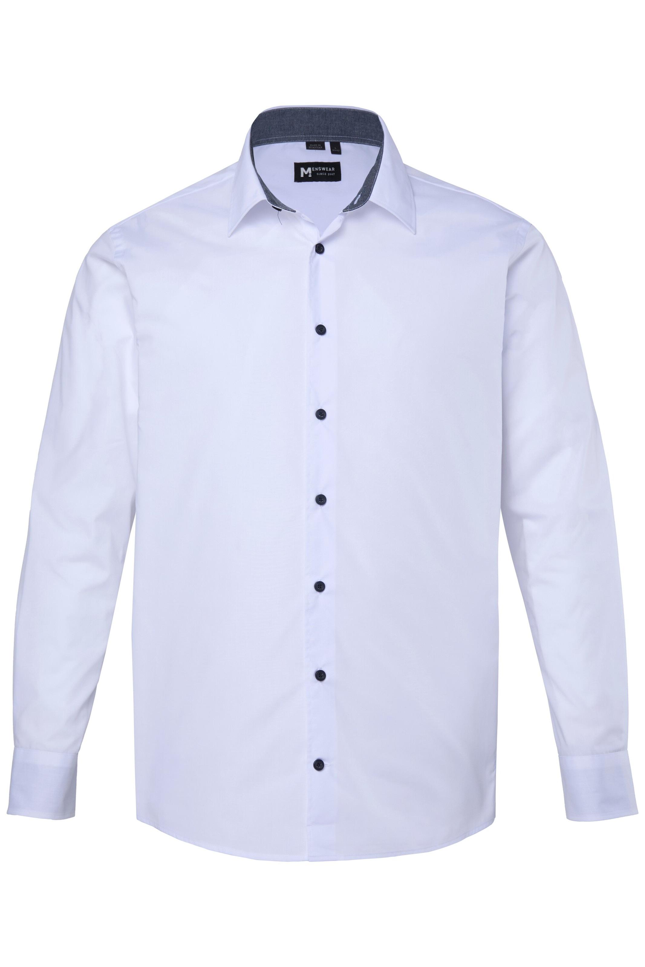Men Plus Comfort fit Overhemd in Wit: voorkant