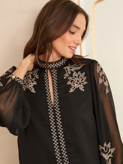 love & roses Bluse i beige / sort, Produktvisning