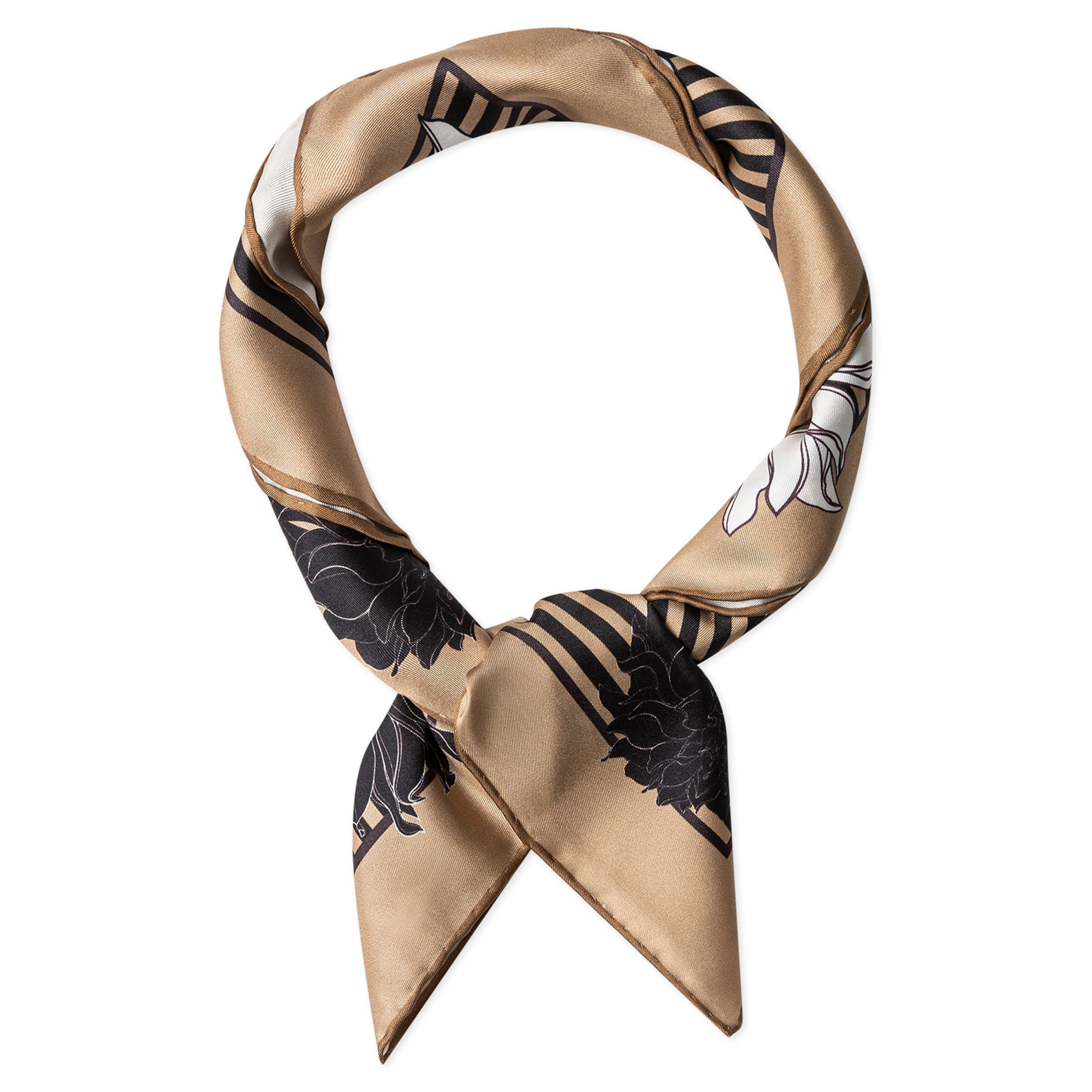 Foulard 'DAHLIAS & STRIPES' di Roeckl in beige