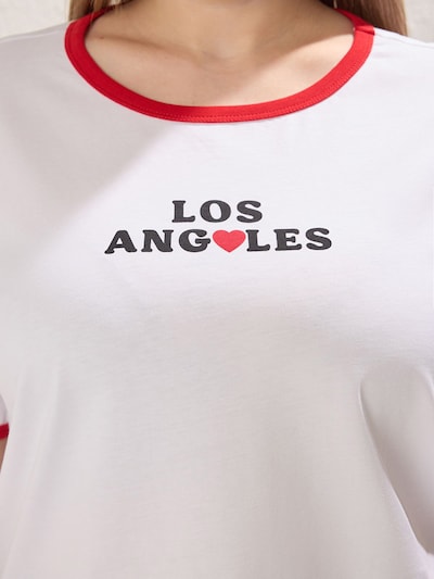 Trendyol Curve T-shirt en canneberge / noir / blanc, Vue avec produit