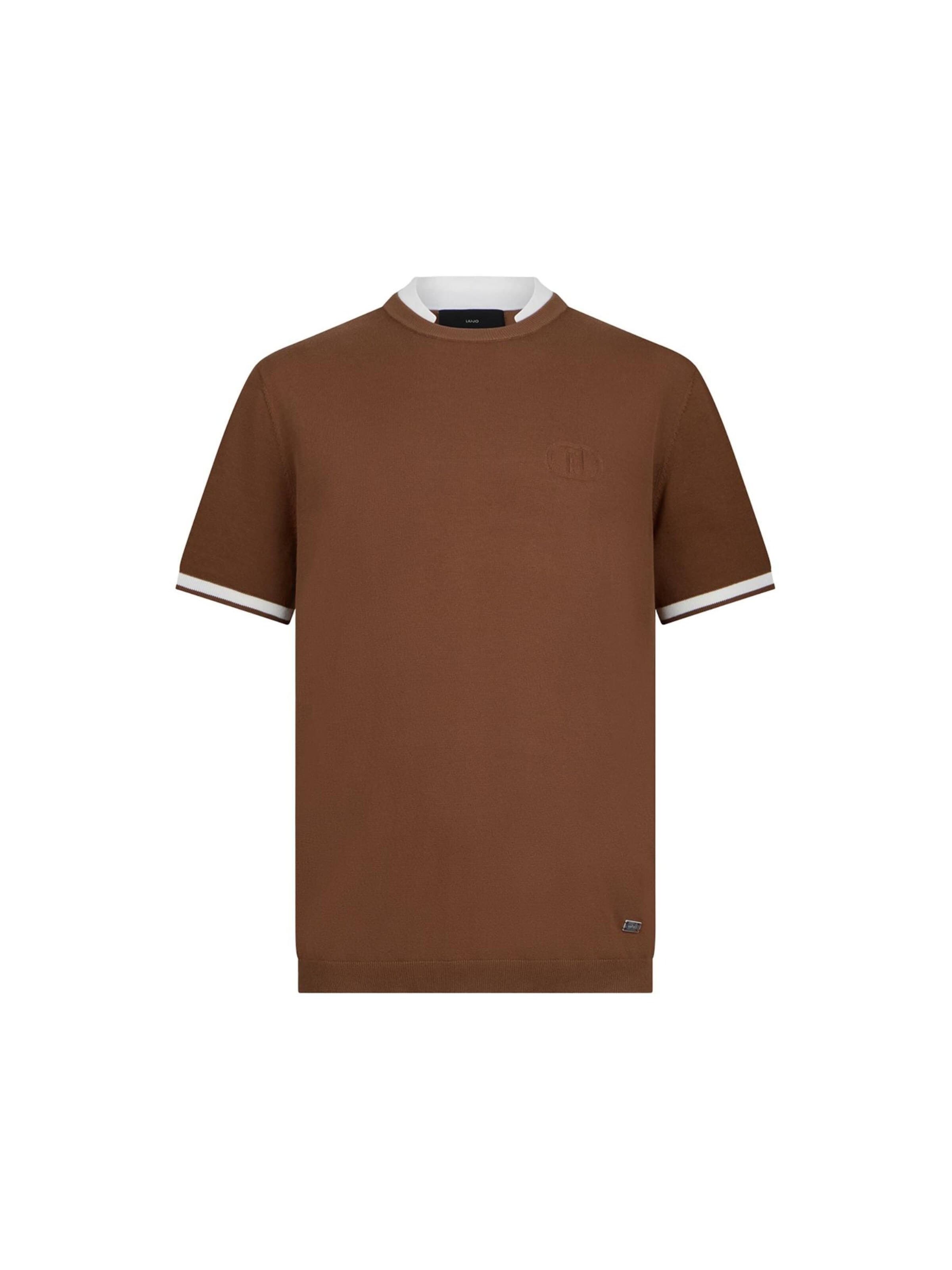 Liu Jo Koszulka 'LIU JO UOMO MAGLIA CHIUSA M/C T-SHIRT' w kolorze brązowy: przód
