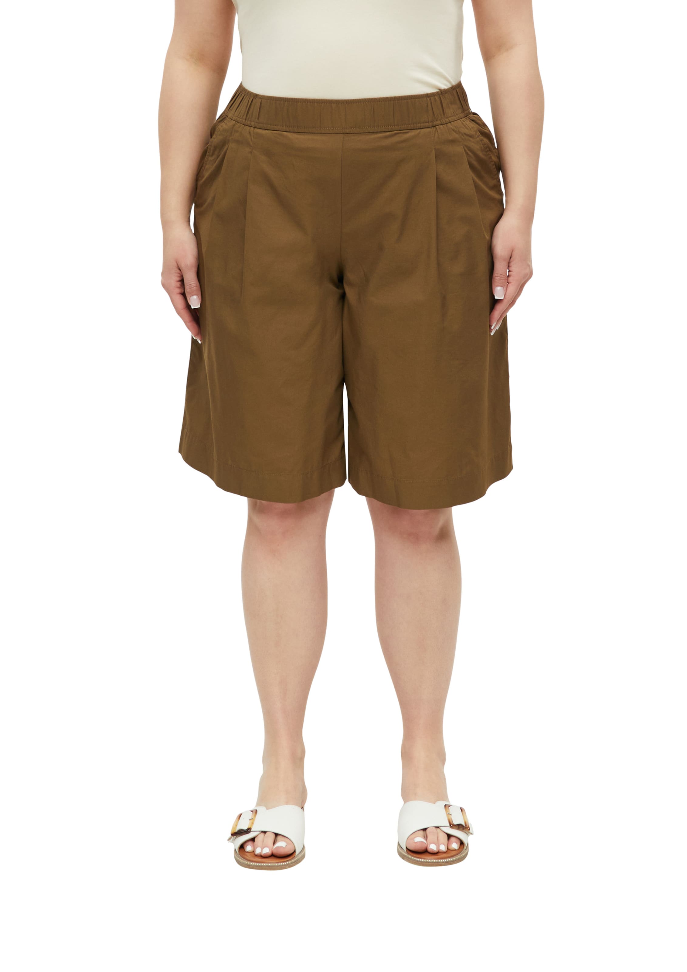 s.Oliver CURVE Wide leg Pleat-front trousers in Brown: front