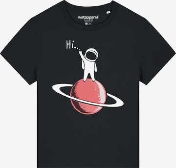 Watapparel Shirt 'Astronaut says Hi' in Zwart: voorkant