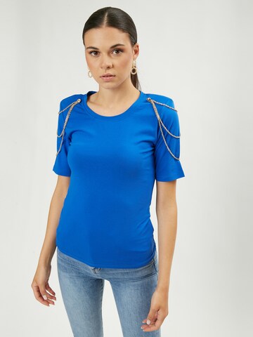 Influencer Top in Blauw: voorkant