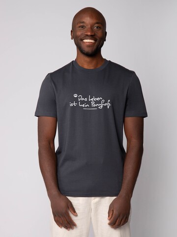 Watapparel Shirt 'Das Leben Ist Kein Ponyhof' in Grey: front