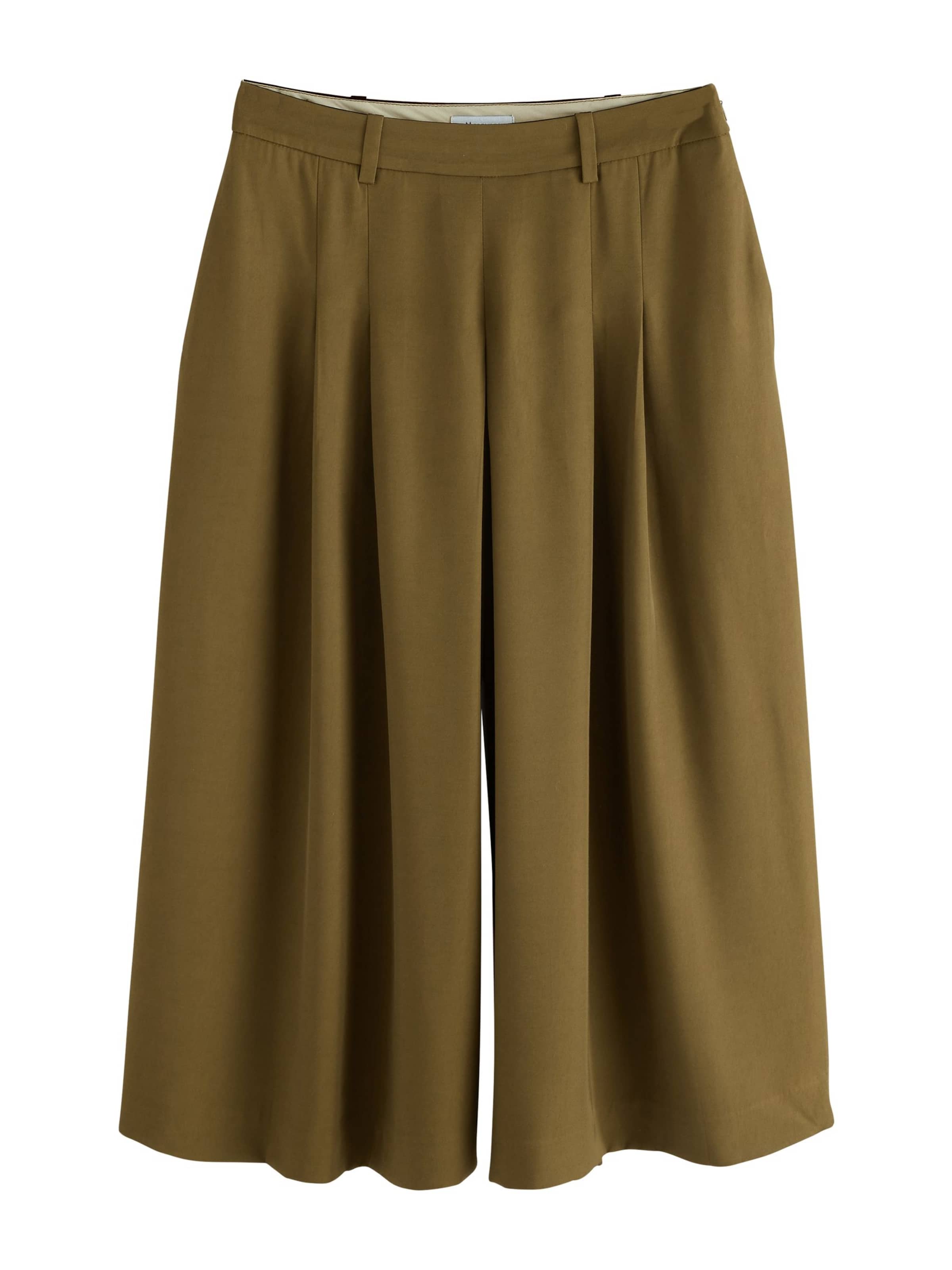 Next - Pierna ancha Pantalón plisado 'N. Premium' en verde: frente
