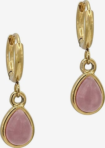 Boucles d'oreilles 'Earrings with Rose Quartz Charm' LOUIZ en rose : devant